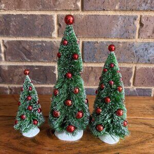 Department 56 Bottlebrush Trees With Red Ornaments
